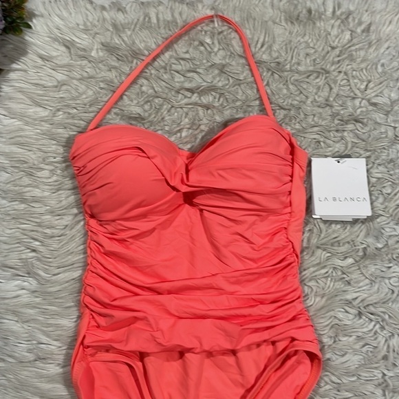 NWT La Blanca Island Goddess Twist Bandeau One-Piece Swimsuit Bird of Paradise - Picture 7 of 10